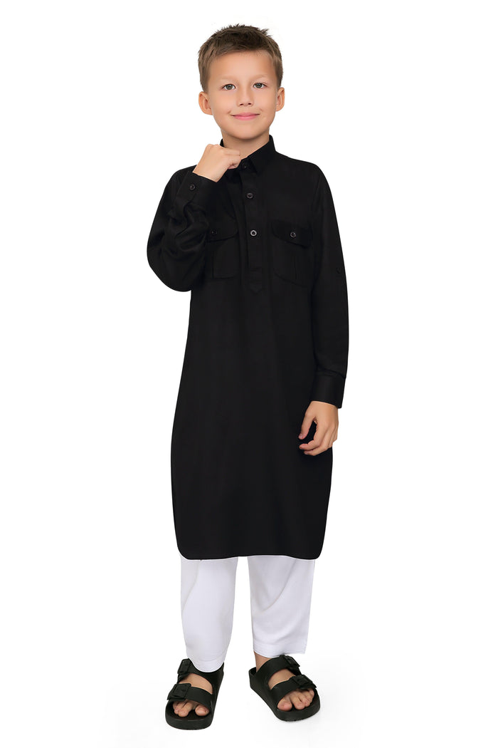 Oday Black Pathani Suit for Boys - Mashroo