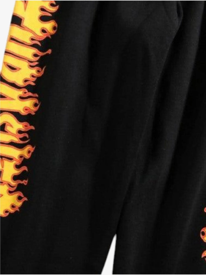 Pantalon Thrasher Sweatpant Flame Niño Negro
