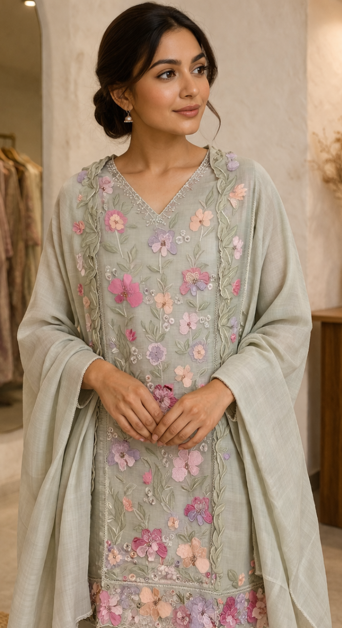 Rajsi Komal Chanderi Semi - Stitched Cotton Suit