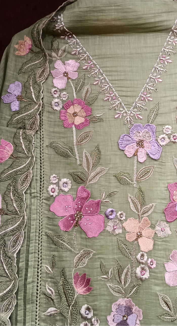 Rajsi Komal Chanderi Semi - Stitched Cotton Suit