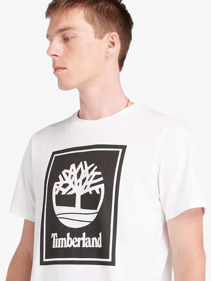Remera Timberland Logo Bloque Blanco