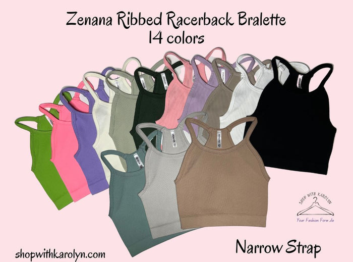 Ribbed Cropped Racerback Cami bralette Brami thin strap by Zenana 6071
