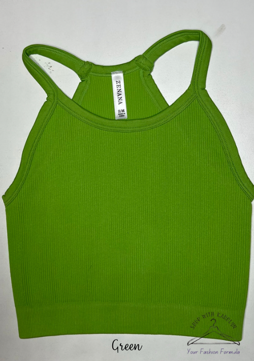 Ribbed Cropped Racerback Cami bralette Brami thin strap by Zenana 6071