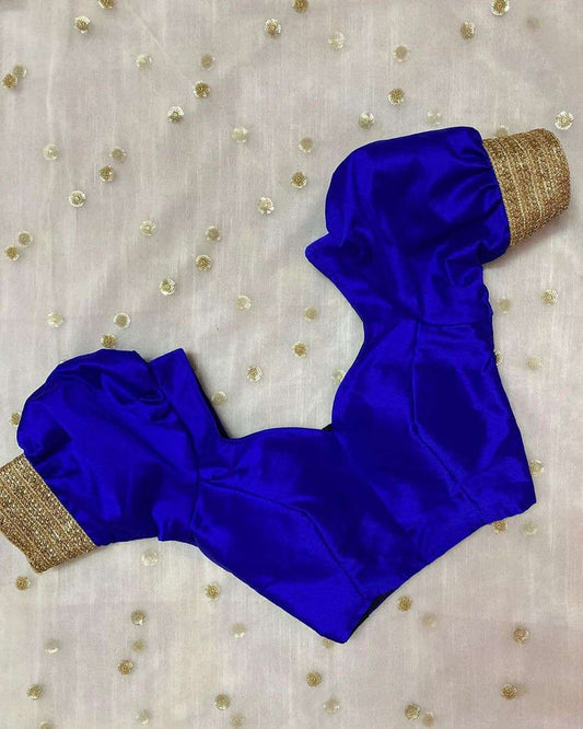 blue puff sleeves blouse image