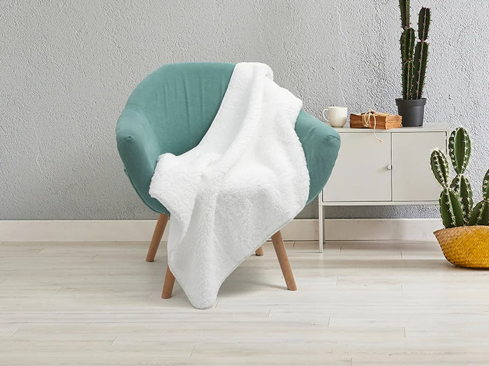 Sherpa Lined Sublimation Minky Blanket(Full White, 127*152cm/50inchx 60inch)