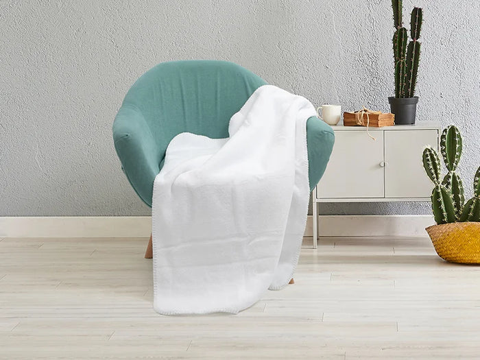 Sherpa Lined Sublimation Minky Blanket(Full White, 127*152cm/50inchx 60inch)
