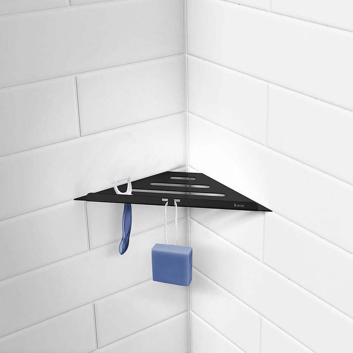 Sideline Collection Grout Line Corner Shower Shelf, Polished Stainless Steel or Matte Black - SMEDBO