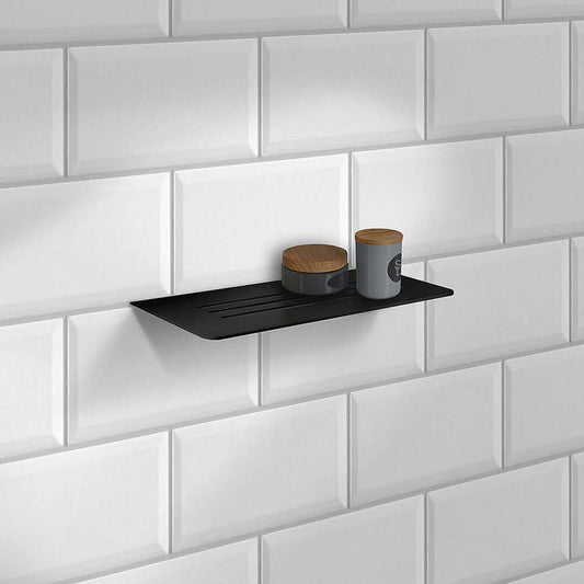 Sideline Collection Grout Line Slotted Shower Shelf, Polished Stainless Steel or Matte Blac - SMEDBO