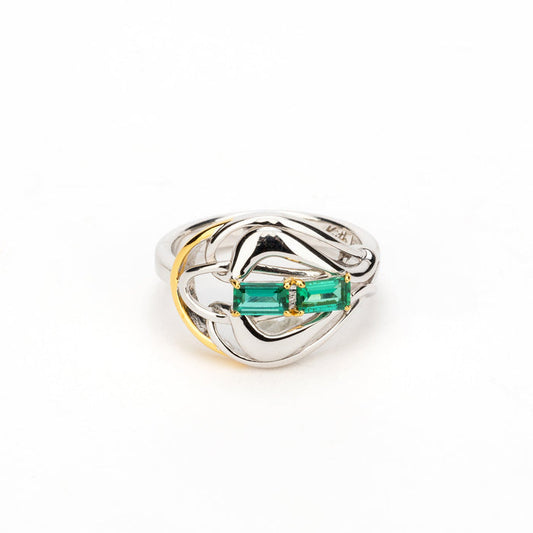 Silver and 18k Vermeil Lab Grown Emerald Alchemy Ring