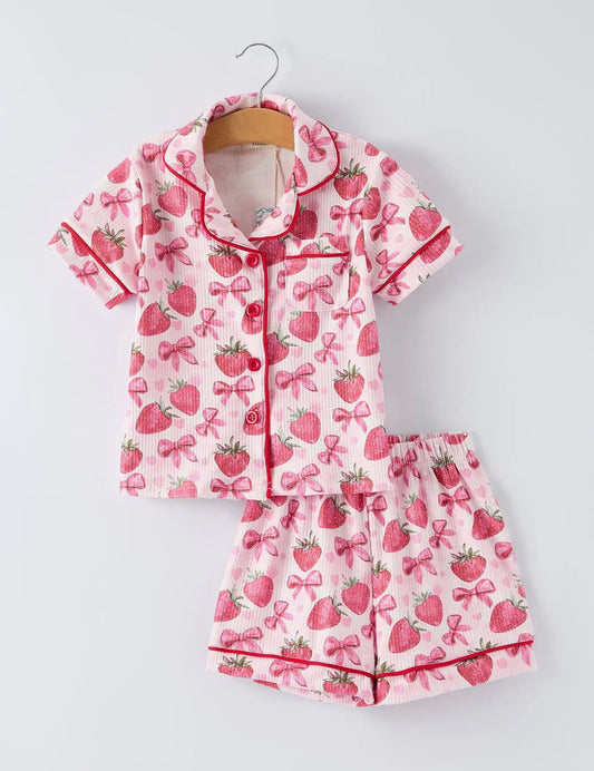 Strawberry Bow Pyjama Short Set