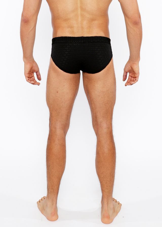 TEXTURED SWIM BRIEF W/ FRONT BUCKLE