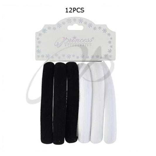 Thick Seamless Elastic Hair Ties – Black & White Set (RB-33000BW)