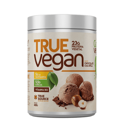 TRUE | TRUE VEGAN Sabor Chocolate com Avelã - (418 gramas)