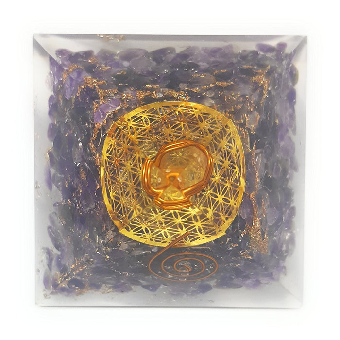 White Whale Reiki Healing Crystal Energy Generator Pyramid The Flower Of Life Symbol Orgonite Energy Generator Stone