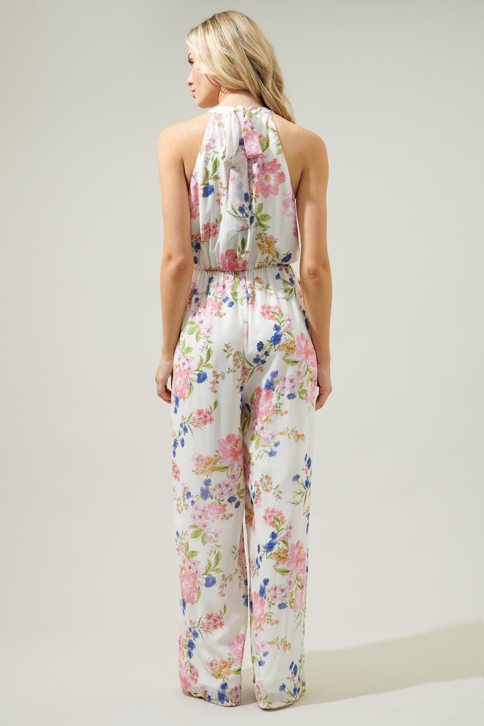 Wildheart Floral Merci Tie Back Wide Leg Jumpsuit
