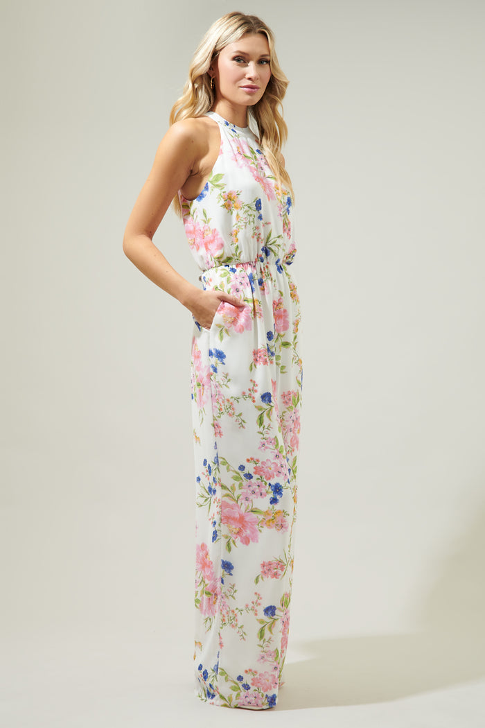 Wildheart Floral Merci Tie Back Wide Leg Jumpsuit