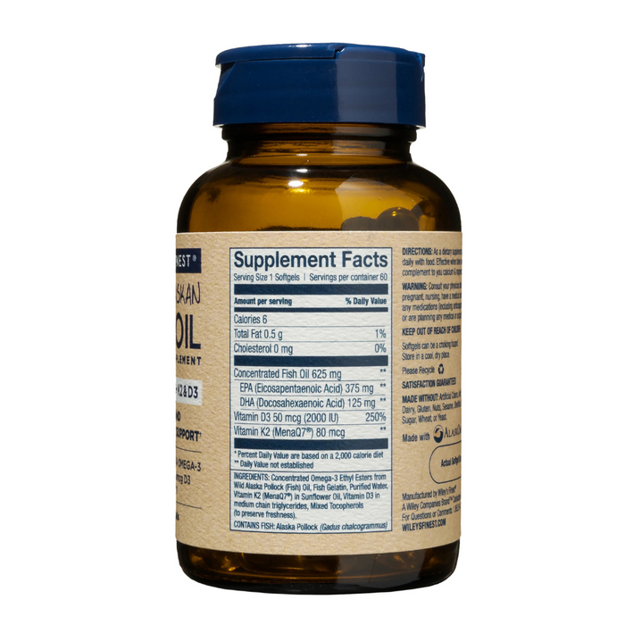Wiley’s Vitamin K2 + D3 + Omega-3 60 Gelcaps