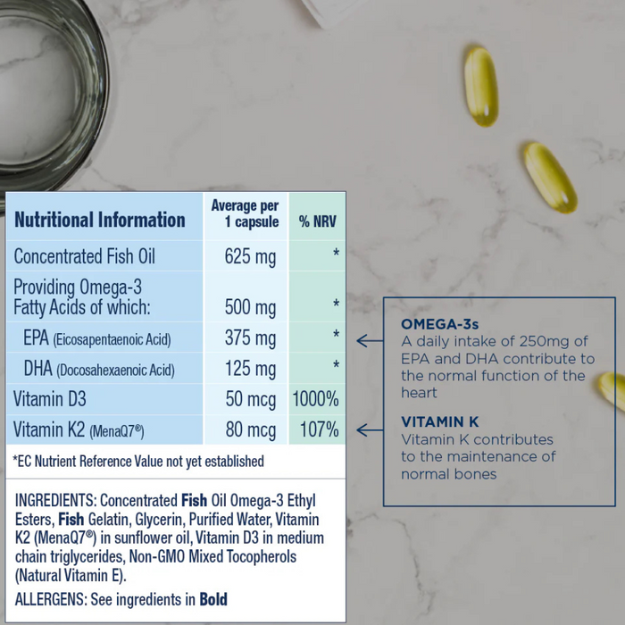 Wiley’s Vitamin K2 + D3 + Omega-3 60 Gelcaps