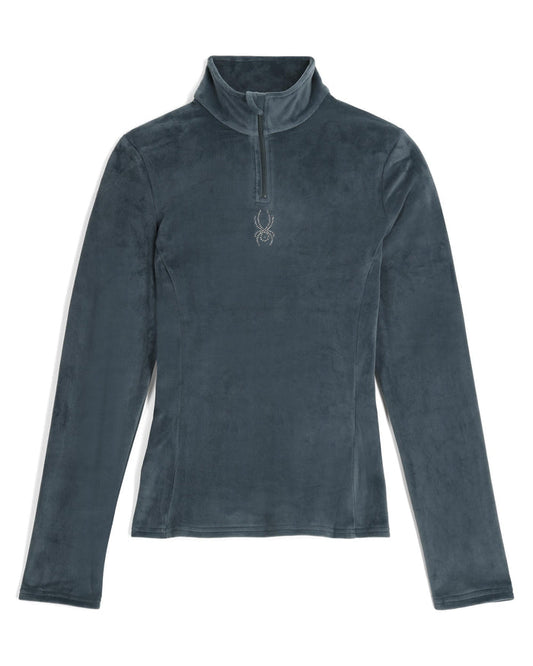 Dark gray long-sleeve shirt with a zipper on a white background