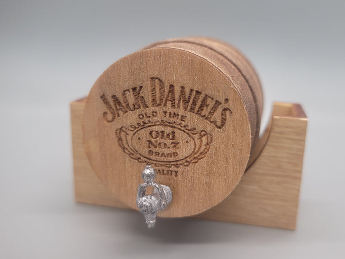 Wooden Barrel Display Stand - Large - Jack Daniel's Wooden Barrel with Wooden Holder