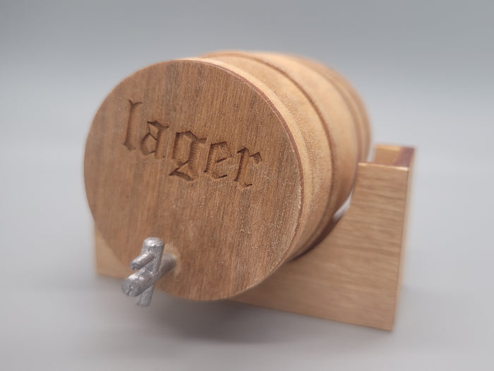 Wooden Barrel Display Stand - Large - Lager Wooden Barrel with Wood Holder