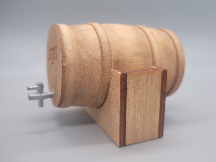 Wooden Barrel Display Stand - Large - Lager Wooden Barrel with Wood Holder