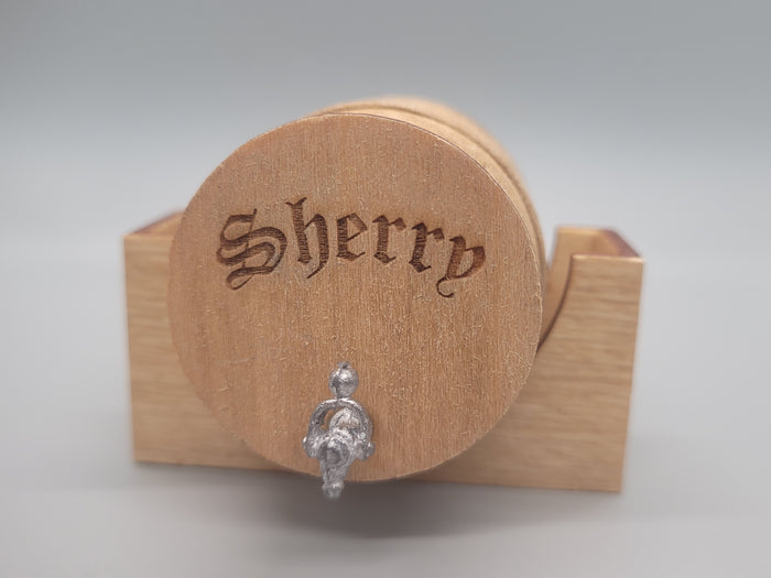Wooden Barrel Display Stand - Large - Sherry Wooden Barrel with Wood Holder