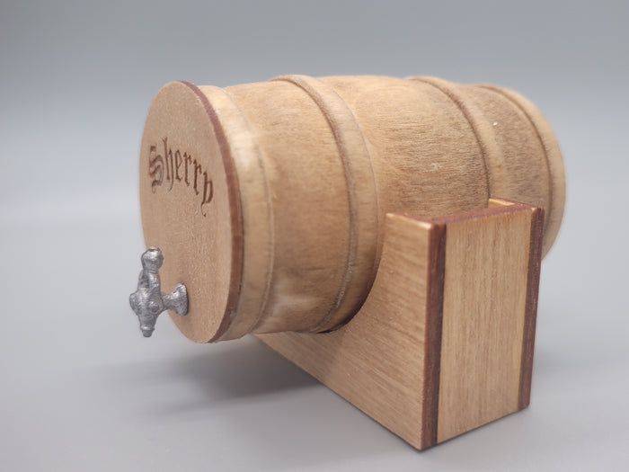 Wooden Barrel Display Stand - Large - Sherry Wooden Barrel with Wood Holder