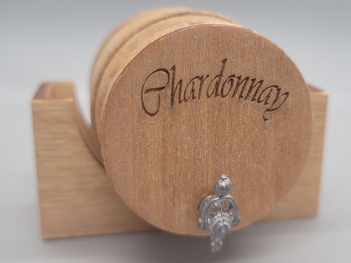 Wooden Barrel Display Stand - Large - Wooden Chardonnay Barrel with Wooden Holder