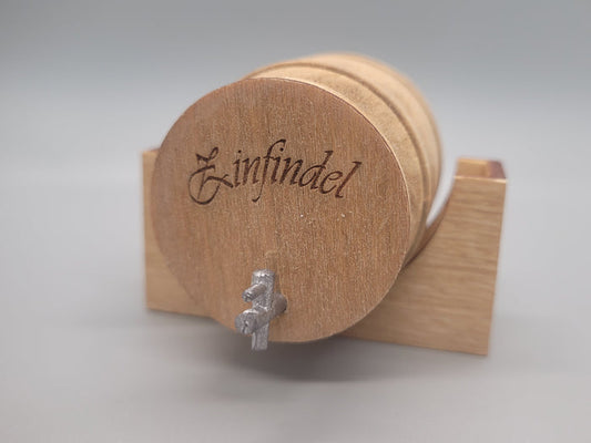 Wooden Barrel Display Stand - Large - Zinfandel Wooden Barrel with Wood Holder