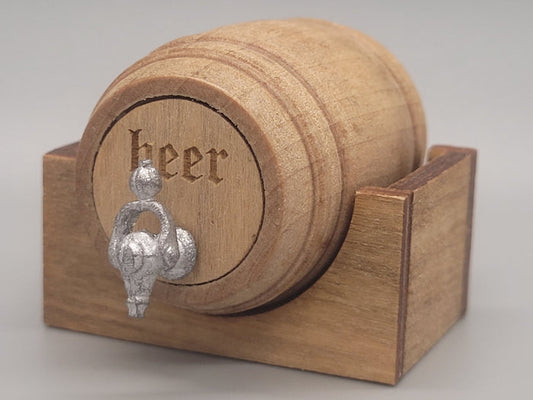 Wooden Barrel Display Stand - Small - Beer Barrel in Wooden Holder