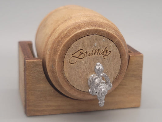 Wooden Barrel Display Stand - Small - Brandy Barrel with Wooden Holder