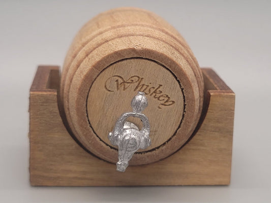 Wooden Barrel Display Stand - Small - Whiskey Barrel with Wooden Holder