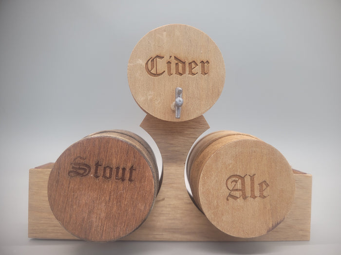 Wooden Barrel Display Stand 3 Tier - Large - Cider, Stout, Ale Set
