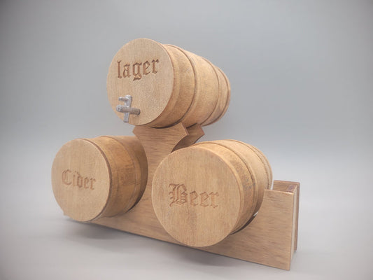 Wooden Barrel Display Stand 3 Tier - Large - Lager, Beer, Cider Set