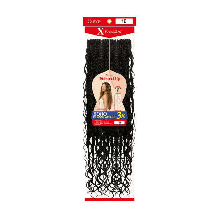 OUTRE boho island twist braiding hair 22 inch in natural black color with curly ends