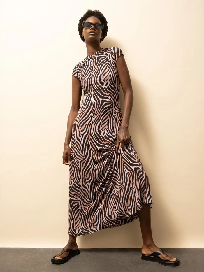 Zebra-Print Jersey Maxi Dress