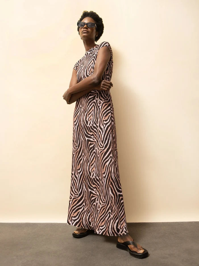 Zebra-Print Jersey Maxi Dress